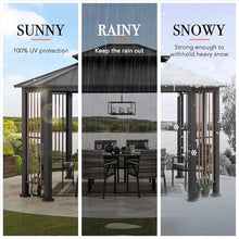 Sunjoy 11 x 13 ft. Hardtop Gazebo Outdoor Steel with Dual Rails and Ceiling Hook Grey