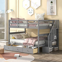 Harper & Bright Designs Full Over Full Bunk Beds with Stairs & Storage Grey