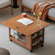 Couch End Table Chinese Style Wooden Sofa Side Table Foldable Living Room Movable Balcony Coffee Table Sofa Side Table Trolley Corner Tables for Living Room