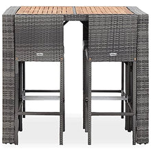 REWIS 5-Piece Outdoor Furniture Set with Poly Rattan and Acacia Wood Gray