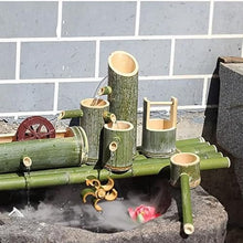 GenSDH Natural Bamboo Fountain Kit, Solar Powered Feng Shui Zen Water Feature with Rotating Wheel, Circulating Water Ornament, for Patio Pond Bird Bath Garden Balcony, 27.6In,27.6in(70cm)
