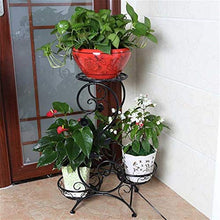 SIDUFHAOPKLL European Wrought Iron Flower Stand Indoor Multi-story Living Room Green Rack Floor-standing Balcony Pot Shel(Black)