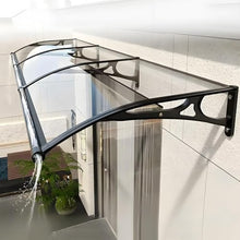 Outdoor Patio Veranda Window Awning: Modular Polycarbonate Cover with Drainage Gutter & Aluminum Bracket, Weather-Resistant Black (47x141in/120x360cm)