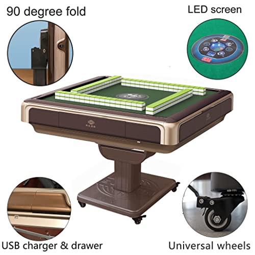 usamjtable Foldable Automatic Mahjong Table Pedestal Style with 44mm Tiles Blue/Green