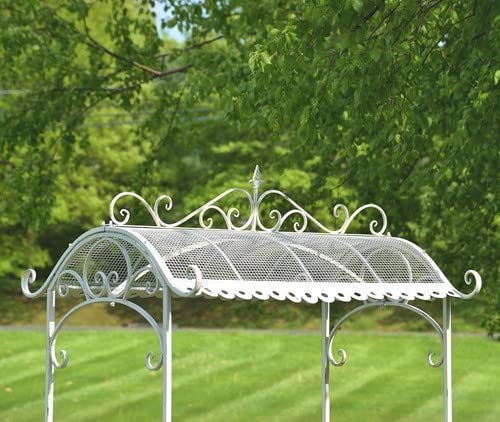 Zaer Ltd. Large Metal Commercial Flower Cart Display with Roof Antique White
