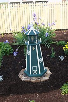 Backyard Crafts Amish-Made Lighthouse in Lancaster Green with White Trim, 60" Tall