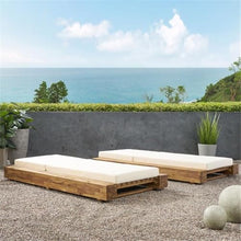 Afuera Living Outdoor Acacia Wood Chaise Lounge Set of 2 Cream
