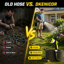 Dkenicor 200FT Expandable Garden Hose, 5/8 Inch Heavy Duty Leak-Proof Water Hose with 600PSI Pressure, for Gardening, RV, and Pet Wash, Yellow Green-6PC