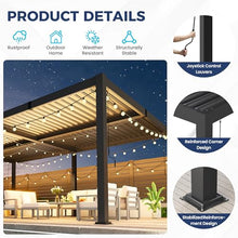 RoyalCraft 12' x 20' Louvered Pergola, Heavy-Duty Aluminum Outdoor Pergola, Metal Hardtop Gazebo with Adjustable Roof for Patio, Deck, Garden, Yard