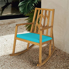 TEOYETTSF Rocking Chair Acacia Arm Cushion Sofa Garden Deck Turquoise
