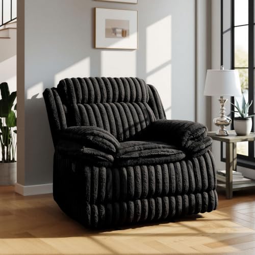 Roundhill Furniture Ardello Manual Recliner with Wide-Wale Corduroy Upholstery, Black