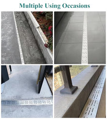 uhyOHF Metal Trench Drain System Outdoor, Shower Drainage Channel Pipe, Linear Channel Drain Kit for Driveway/Yard/Patio/Sidewalk/Paver,15x5cm(5 7/8x2
