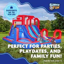 SUNNY & FUN Mega Climb N’ Go Inflatable Water Slide Park with Two Slides