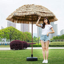 USZWBY 2.4M Beach Straw Umbrella,Folding Outdoor Decorative Parasol,Hawaiian Thatched Umbrella,Tiltable Shade,Natural Color,Suitable for Garden,Balcony,Backyard