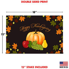 Yard Sign Happy Thanksgiving Turkey Day Lawn Sign 18" x 12" with Heavy Duty Stake