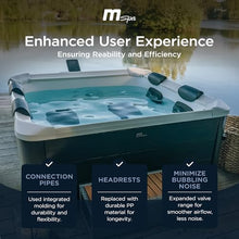 MSpa Oslo 6 Person Squared WiFi MSpa App Controlled Hot Tub with Hydro Massage Jets Plus, OLED Touch Screen Control and LED Strip, Gray/White