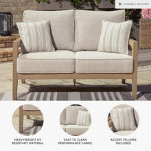 Signature Design by Ashley Hallow Creek Outdoor Loveseat with Cushion, Heavy Duty Weatherwood Frame, Nuvella High-Performance Fabric for Deck Or Patio, Driftwood, 52" W
