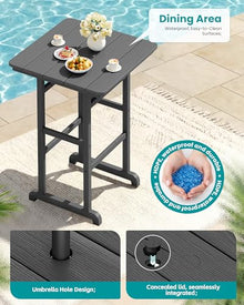 SERWALL 3 Pcs HDPE Bar Height Adirondack Chairs and Bar Table Set, Grey