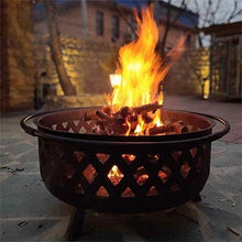 Fire Pits Outdoor Wood Burning Outdoor Fire Pits Round Fire Pit - Outdoor Bronze Fire Pit Metal Poker Iron, Mesh Ember and Spark Guard Screen Cover with Cover BBQ Cooking for Outside Camping Backyar