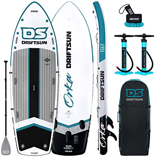 Driftsun Inflatable Paddle Board Teal 12ft x 45in Extra Wide Stand Up SUP Package