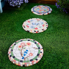 SGeneE Dragonfly Butterfly Bird Outdoor Stepping Stone Kit, Round 13"" Dimensional Garden Step Stones, Multicolored Stone - Tree Branch Flower Pebble Element