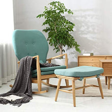 IIPOSAQQ Single Solid Wood Rocking Chair Smooth Rocking Motion with Cushion Lunch Break Recliner with Footrest - Green