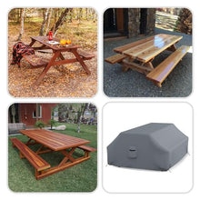 Covers & all Picnic Table Cover, 12 Oz Waterproof UV & Weather Resistant Protector, Outdoor Patio Table Bench Outside Furniture Cover with Air Vents & Drawstrings (98”L x 63”W x 37”H, Gray)
