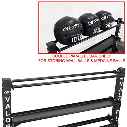 Valor Fitness BG-62 Multi-Functional Storage Rack - Holds Kettle Bells, Dumbbells, Barbells, Wall Balls, Bumper Plates