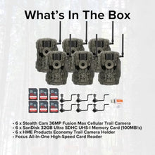 Stealth Cam 36MP Fusion Max Cellular Trail Camera Bundle with Holder, 32GB Card & USB Reader (6-Pack)