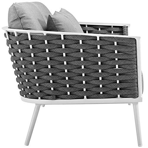 Modway Stance Outdoor Patio Woven Rope Loveseat White Gray