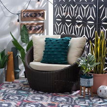 Linon Rowan Brown and Cream Oversized Resin Wicker Outdoor Snuggle Chair