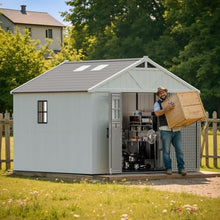 Patiowell 10x10 FT Resin Outdoor Storage Shed with Floor, Beige