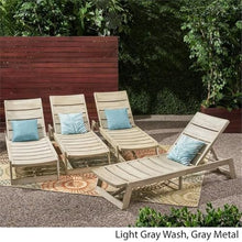 Noble House Maki Outdoor Acacia Wood Chaise Lounge Set of 4 Gray Wash