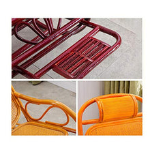 Rattan Wooden Rocking Chair Recliner for The Elderly, Footrest with Massage Wheel, Garden Lounge Chair (Color : C) (E)