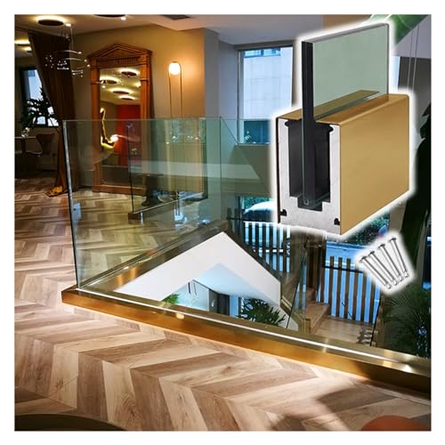 1pc Durable Glass Pool Fence Spigot Balustrade Railing Post Clamp - Easy Install Aluminum Clamp for 10-17mm Glass Panels(Gold,L 8M/315 Inch)