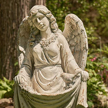 Zaer Ltd. Large Magnesium Angel Statues (Outdoor Safe) (37”T Standing with a Dress Birdbath Mary)