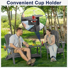 Plawdlik Folding Adirondack Chair Set of 6 with Cup Holder，Wooden Textured ，Heavy All-Weather HDPE Comfortable Set Poolside Backyard Lawn, Gray