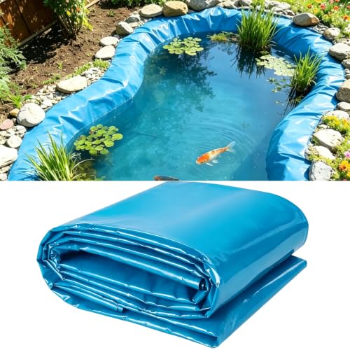 Antourlamm Pond Liners 0.12mm Thick Blue Underlay, Durable HDPE Damp Proof Membrane for Koi & Fish Pools Fountains Streams Water Garden Pond Tarp(32.8x49.2ft)