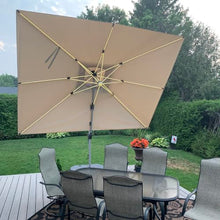 OROTLECT 9' x 9' Square Lighted Cantilever Umbrella With Base,Beige