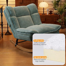 Rocking Chair, Ergonomic Recliner Chair with 3-Position Adjustable Backrest, Comfort Padded Cushion Rocker Chairs with Footrest, for Indoor, Outdoor Living Room Balcony(Green)