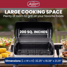 Americana Grills 3-Zone Cart Electric Grill, Outdoor Rolling Cart, Graphite