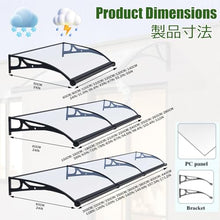 Front Door Canopy Awning 24"x71" Polycarbonate Outdoor Cover - Rain, Snow & UV Protection, Quiet Design, Large Gutter for Porch Entrance