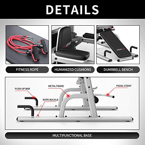 leikefitness Multifunction Power Tower Exercise Equipment Silver--With Bench