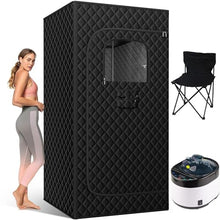 Piefeak Portable Home Steam Sauna Tent with Adjustable Steamer & Remote Control, Includes Relaxation Folding Chair for Detox and Wellness (4.0l)