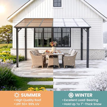 Pamapic 10x24FT Wall Mounted Gazebo, Hardtop Lean to Gazebo with Aluminum Frame & UV Resistant Polycarbonate Roof, Outdoor Patio Awning for Deck, Porch, Lawn & Backyard