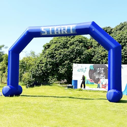 Sewinfla 26Ft Inflatable Arch Start Finish Line Archway Blue with Powerful Blower, Hexagon Inflatable Archway for Race Outdoor Advertising Commerce