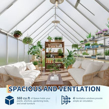 Hosslly 8*14 ft Greenhouse for Outdoors, Polycarbonate Green House with Roof Vent