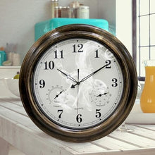 PPXCZZ 18 Inch Waterproof Outdoor Wall Clock with Thermometer and Hygrometer, Retro Metal Garden Clock for Indoor/Outdoor Use