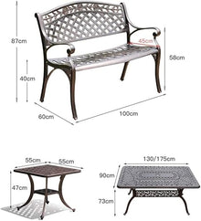 ERoomQ Outdoor GThe Bench,40-inch Patio GThe Bench Outdoor Metal Double seat, Cast Aluminum Frame Rose Antique Finish Park Chair