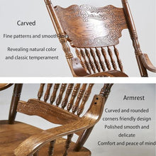 Solid Wood Carved Rocking Chair, French Wooden Outdoor Patio Furniture, Recliner Retro Medieval Living Room Chairs, Black Balcony Leisure Patio Chairs For The Elderly, Load-bearing 100kg/220lbs ( Colo
